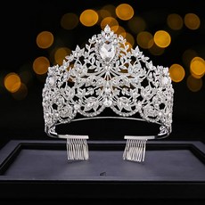 에스텔라 셀프웨딩 왕관 머리띠 avv914, 실버, 1개