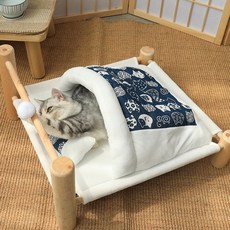 요기쏘 반려동물 네코냥냥 원목 해먹 침대, 혼합색상, 1개