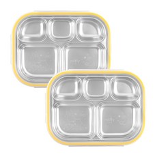 米飛兔星月印花不鏽鋼附蓋分格餐盤便當盒組, 混色, 盤子2入+蓋子2入