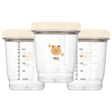 티지엠 에코젠 이유식 보관 용기 3p, 240ml, 아이보리, 1세트