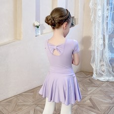 Bebeniz 女童簡約後背蝴蝶結芭蕾舞裙短袖