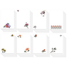 韓國花卉書法素色明信片套組 8 x 20p, 混色, 1套