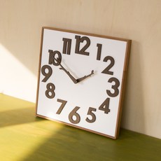 Seoun Art 尤加利木靜音原木方形掛鐘, 自然色