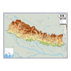 지도닷컴 네팔 코팅형 지형 지도 210 x 150 cm, 1개