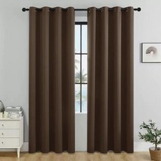 韓國 GNY Simple Room 素色雙面生活遮光窗簾 2件組, 棕色