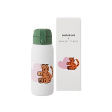 LocknLock 樂扣樂扣 無業老虎聯名彈蓋圓胖保溫瓶, 綠色, 370ml, 1個
