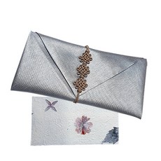 袋型繩結包巾零用錢信封 + 壓花韓紙信封 隨機出貨, 灰色, 1套