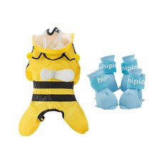 Carno 卡諾 韓國 蜜蜂雨衣 + 雨靴 套裝, 藍色