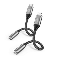 디씨네트워크 삼성 갤럭시 호환 C타입 3.5mm 이어폰 변환젠더, 실버, 2개
