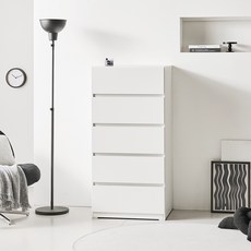 라자가구 조앤 광폭 슬림 서랍장 600 방문설치, 화이트, 5단