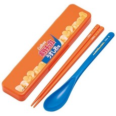 Skater 掀蓋環保餐具組 18cm Calbee洋芋片, 筷子 + 湯匙 + 收納盒, 橘色, 1套