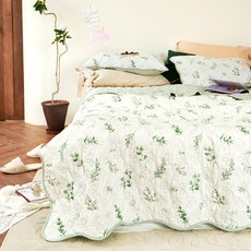 PRIELLE 碎花絎縫薄被, 綠色
