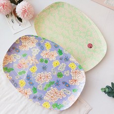 라이스 덴마크 유아식기 디자인 쟁반 2종 세트, 1세트, 연두 플라워, 퍼플 빅플라워