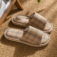 Alleophom 簡約格紋居家拖鞋, 米色, 1個