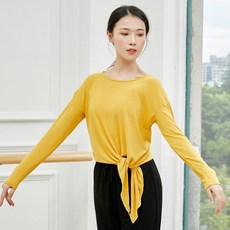 HAMATE 女款舞蹈瑜珈開衩長袖T恤