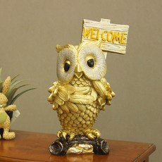室內風水迎賓貓頭鷹裝飾 kkkd046, 金色