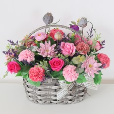 新款大愛康乃馨香皂花籃, 粉紅色, 1個