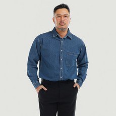 파이브엑스라지 남성용 빅사이즈 스티치 데님 셔츠