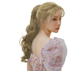 GabalNara 女性用迷你髮夾式馬尾局部假髮 層次果凍燙 60cm, 冰金色, 1個
