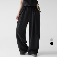 Cotton Closet 女款大尺碼兩穿壓褶氣球寬版運動褲