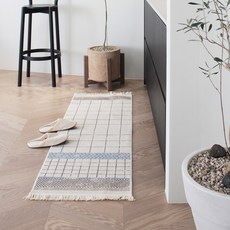 sina&somo 流蘇棉腳踏墊, 藍色