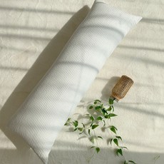 HANSGALLERY 純棉直紋绗縫長抱枕 (含枕芯), 米白色