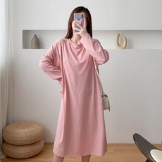 孕婦純棉素色哺乳連身裙