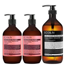 ecoliv 損傷滋潤護髮素 500ml 2入+花香豐盈洗髮精 1000ml, 1個
