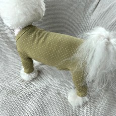 MAGDOG 寵物迷你圓點棉質彈性連身衣, 橄欖綠, 1個