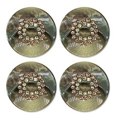 高級水鑽寶石鈕扣 指紋 15mm, 4個, 黃色