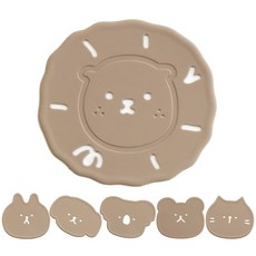 ade.l 動物造型矽膠杯墊 6入組, 砂米黃