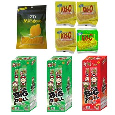 TAO KAE NOI 小老板 Kid-O 三明治餅乾 奶油口味 3入+奶油檸檬口味+7D 芒果乾+海苔棒棒捲 原味 2入+辣味, 1組