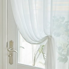 바자르 살랑 쉬폰 패브릭 가리개커튼 + 압축봉 세트