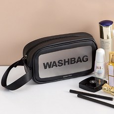 마켓플랜 도톰 방수 반투명 다용도 샤워가방, 블랙