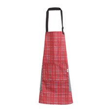 빈티지 체크 데일리 작업복 주방 앞치마, 레드, 1개