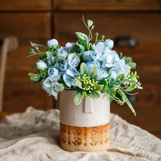 GAPANG 花束TESI077+花盆套組, 07號藍色（花束），白色（盆栽）