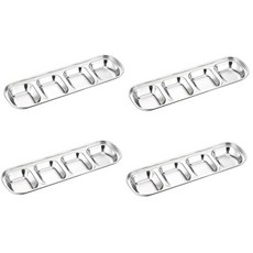 Young green 4格不鏽鋼小菜盤, 4個, 銀色