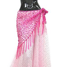 網紗髮帶臀部圍巾 BDSP-1701, 深粉色