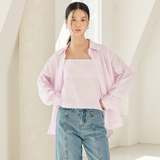 ISABEY 女款泡泡紗條紋襯衫 + 無袖背心套組 VKBAD1444