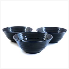 SEHWA CROWN 美耐皿拉麵碗 3入組, 黑色光澤, 3個