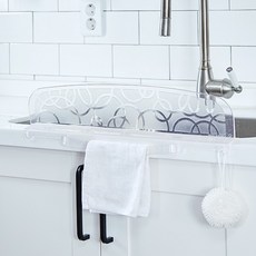 Living at home 廚房流理臺擋水板兼抹布掛架, 透明色, 1個