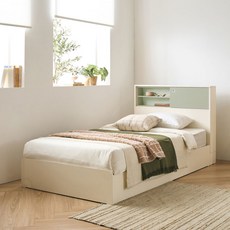 리바트 커먼베드 슬라이딩 도어형 침대 일반형 박스형 프레임 단품 방문설치, 그린 + 그린도어