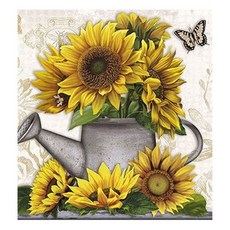 KMELLIE 帆布畫框一體成型 3D 圓形 鑽石畫 DIY 套組 50 x 40 cm, 招財向日葵, 1套