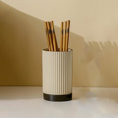 몬드스팟 세라믹 원형 물빠짐 주방 수저통 ONE SIZE YY57220, 베이지, 1개