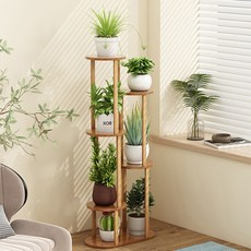 Enplant客廳圓形原木花盆整理架 6層, 木頭, 1個