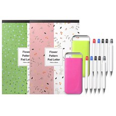 2Youngdesign 花圖案墊玻璃2P +口袋寫作5型X 2P套組, 1套, 隨機發貨（板紙、箱子）