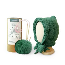 嬰兒針織綁帶帽材料組 羅勒綠, 男女通用