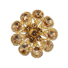 보석 큐빅 단추 33mm, 방사선 골드베이지, 1개