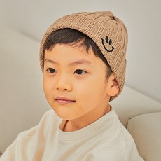 孩童微笑刺繡羅紋毛帽