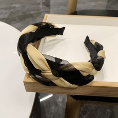 디멜디 배색 머리띠 옆머리고정 헤어밴드